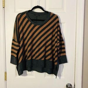 Emily Blu Long Sleeve Brown And Gray Sweater
